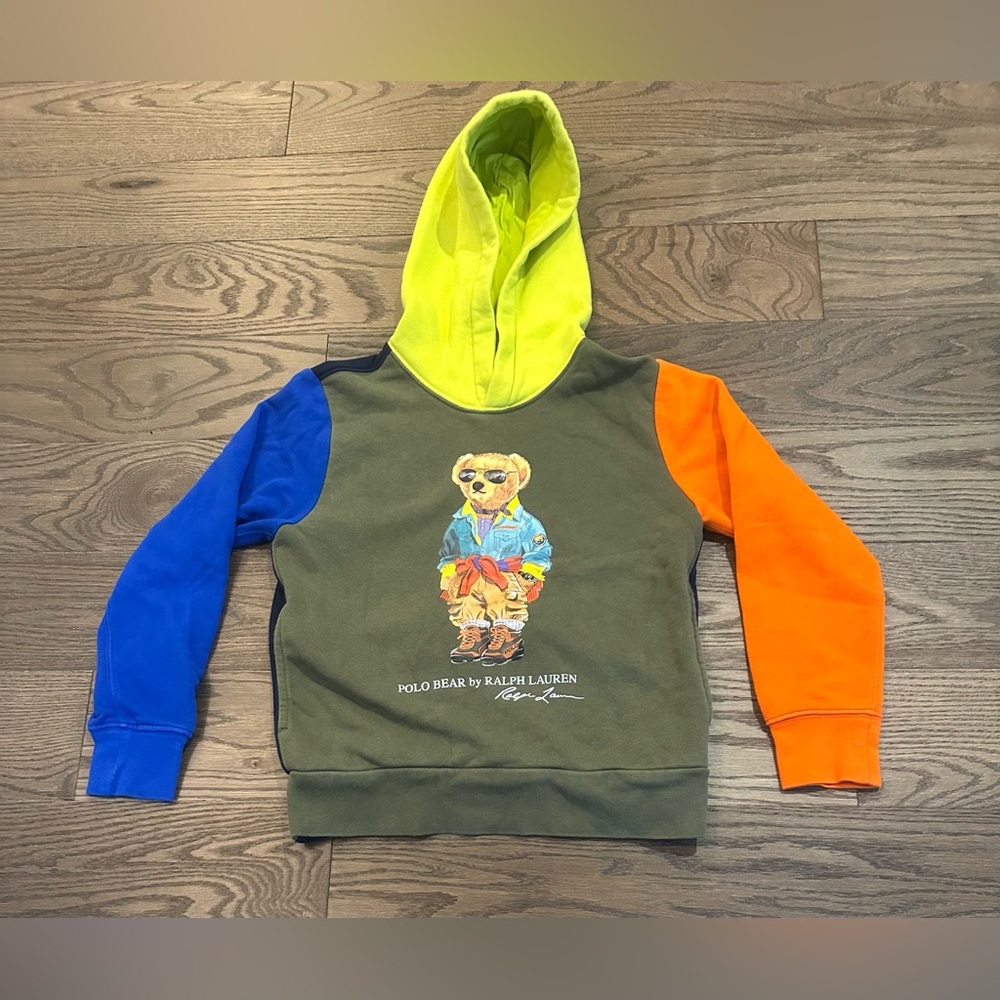 Polo Ralph Lauren Polo Bear Colorblock Hoodie Boys S (8) Like New